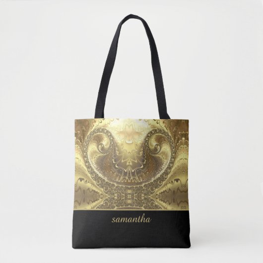 Tote Bag Monogramme doré et noir (Devant)