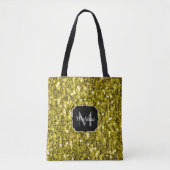 Tote Bag Monogramme doré foncé jaune faux parties scintilla (Devant)