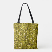 Tote Bag Monogramme doré foncé jaune faux parties scintilla (Dos)