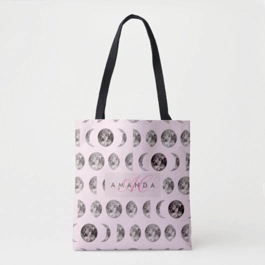 Tote Bag Monogramme Dreamsical Lune Phases Cadeaux (Devant)