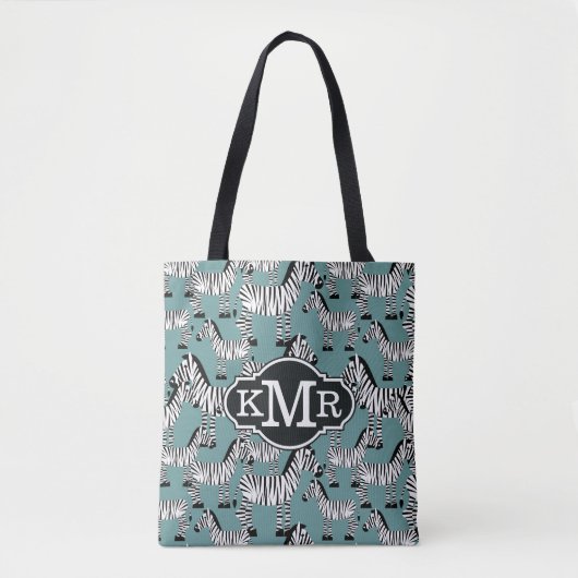 Tote Bag Monogramme du motif | de zèbre (Devant)