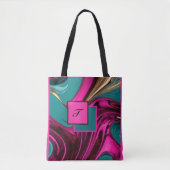 Tote Bag Monogramme Eau Liquide Chaude Rose, Or & Vert (Devant)