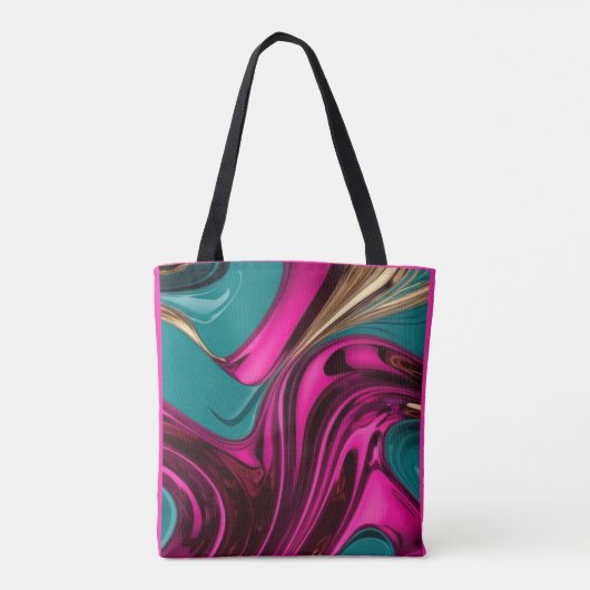 Tote Bag Monogramme Eau Liquide Chaude Rose, Or & Vert (Dos)