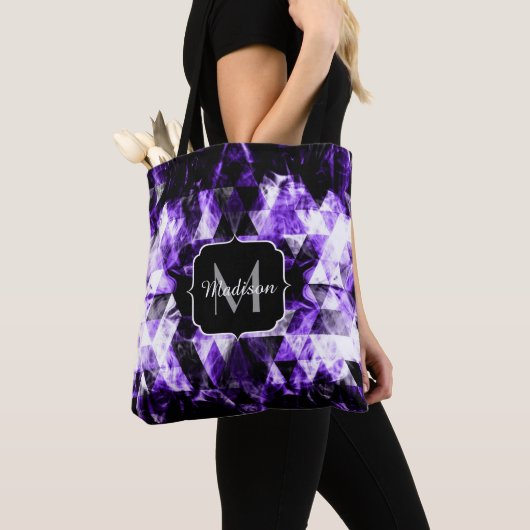 Tote Bag Monogramme électrisant violet brillant (De près)
