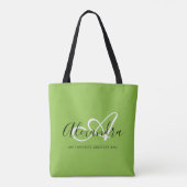 Tote Bag Monogramme élégant à la mode vert brillant (Dos)