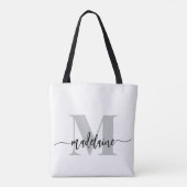 Tote Bag Monogramme Elegant Blanc Noir (Dos)