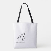 Tote Bag Monogramme Elegant Blanc Noir (Dos)