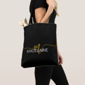 Tote Bag Monogramme Elegant couleur or noir (De près)