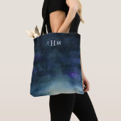 Tote Bag Monogramme élégant d'Ombre | de bleu marine (De près)