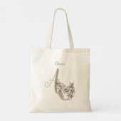 Tote Bag Monogramme Élégant Dove Initiale Un Nom (Dos)