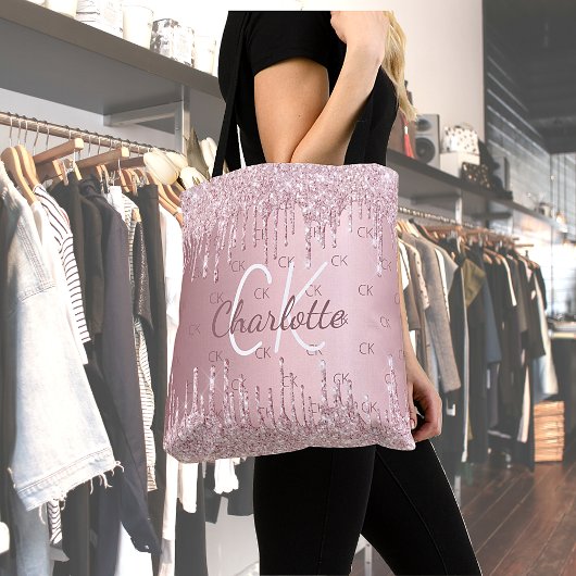 Tote Bag Monogramme élégant en écriture cursive avec goutte
