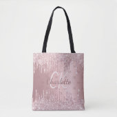Tote Bag Monogramme élégant en écriture cursive avec goutte (Devant)