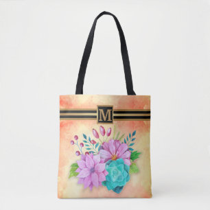 TOTE BAG MONOGRAMME ÉLÉGANT FLORAL
