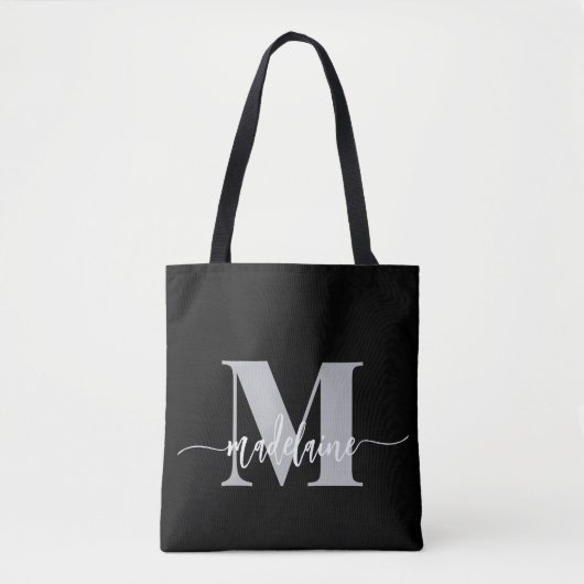 Tote Bag Monogramme Elegant noir blanc (Devant)