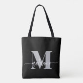 Tote Bag Monogramme Elegant noir blanc (Dos)