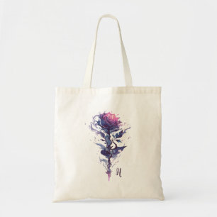 Tote Bag Monogramme Elegant Rose Art