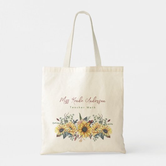 Tote Bag Monogramme Elégant tournesol rustique Enseignant e (Dos)