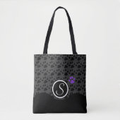 Tote Bag Monogramme Empreinte de patte noir et violet (Devant)