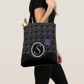 Tote Bag Monogramme Empreinte de patte noir et violet (De près)
