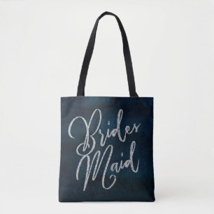 Tote Bag Monogramme en argent bleu foncé de la marine Luste