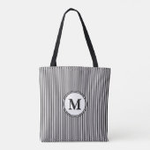 Tote Bag Monogramme en bande noire et blanche (Dos)
