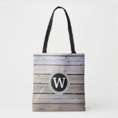 Tote Bag Monogramme en bois de plage (Devant)