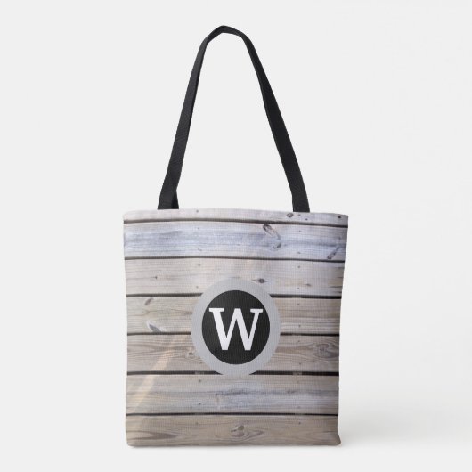 Tote Bag Monogramme en bois de plage (Dos)