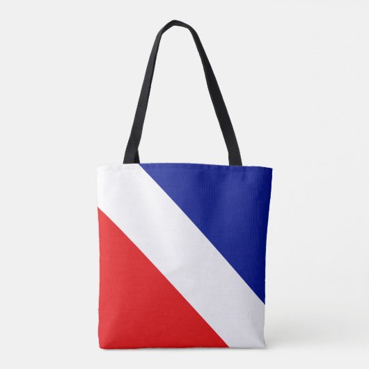 Tote Bag Monogramme en diagonale bleu rouge et blanc (Dos)