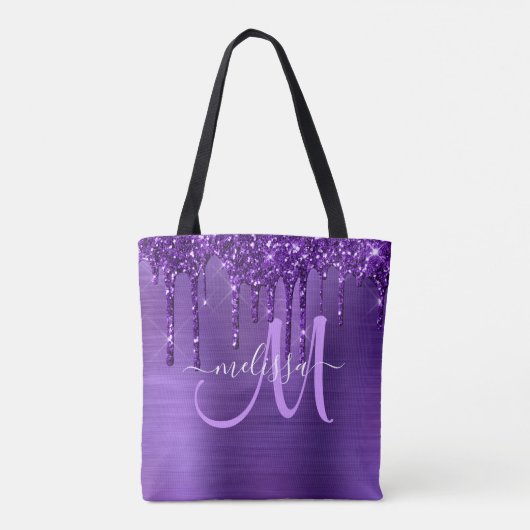 Tote Bag Monogramme en métal brosse à Parties scintillant à (Dos)