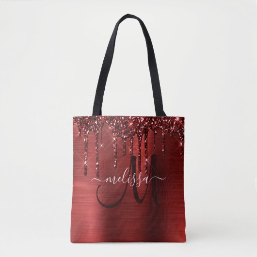 Tote Bag Monogramme en métal brosse à Parties scintillant r (Devant)