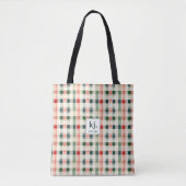 Tote Bag Monogramme En vichy doux À feuillage persistant (Devant)