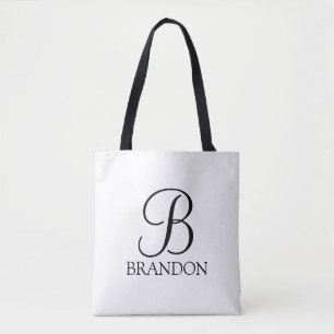 Tote Bag Monogramme et nom de script personnalisé