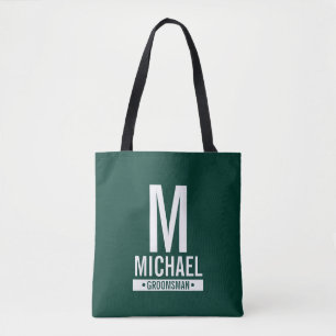 Tote Bag Monogramme et nom du Groomsman personnalisé