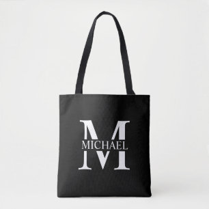Tote Bag Monogramme et nom personnalisés en noir