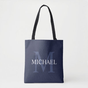 Tote Bag Monogramme et nom personnalisés Marine Blue