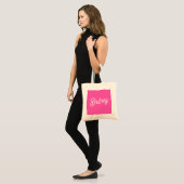 Tote Bag Monogramme et nom personnalisés Rose vif moderne (Devant (modèle))