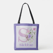 Tote Bag Monogramme et nom Siobhan avec fleurs (Dos)