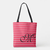 Tote Bag Monogramme et rayures Clair et rose chaud (Dos)