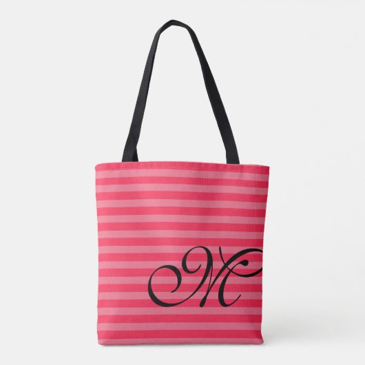 Tote Bag Monogramme et rayures Clair et rose chaud (Dos)