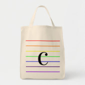 Tote Bag Monogramme Été Amusement Arc-en-ciel rayures (Devant)