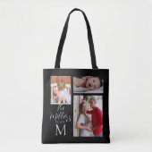 Tote Bag Monogramme Famille Photo Collage Customisé (Devant)