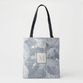 Tote Bag Monogramme Feuilles floraux gris rétro (Devant)