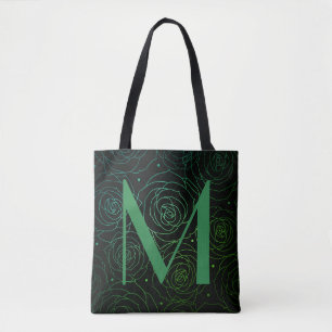 Tote Bag Monogramme Fleur de rose sombre Citation motivatio