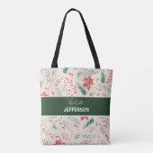 Tote Bag Monogramme Fleurs rouges de Noël (Dos)