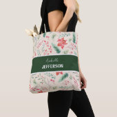 Tote Bag Monogramme Fleurs rouges de Noël (De près)
