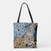 Tote Bag Monogramme floral bleu dahlia (Dos)