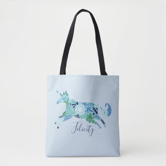 Tote Bag Monogramme floral bleu lunatique magique de (Devant)