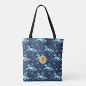 Tote Bag Monogramme floral bleu lunatique magique de (Dos)