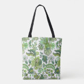 Tote Bag Monogramme floral bohème vert vintage (Dos)