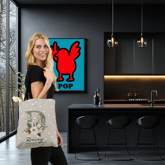 Tote Bag Monogramme floral D – Art de lettre botanique radi